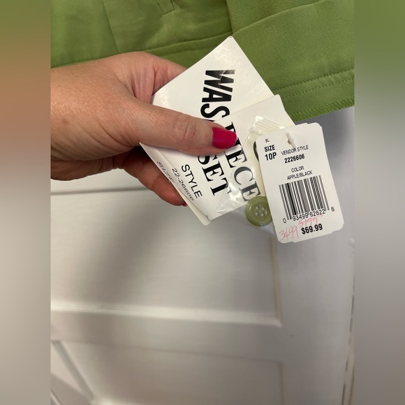 NWT Sag Harbor Lime Green/Black trim Jacket Size Petite 10 with sleeveless top - Picture 4 of 12